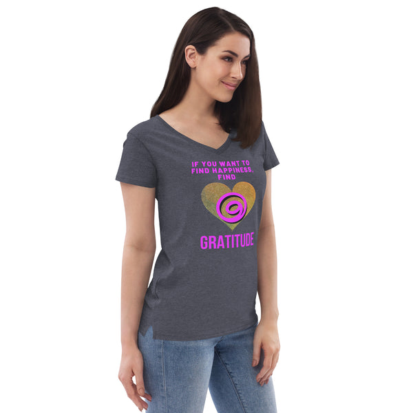 Find Gratitude Women’s Recycled V-Neck T-Shirt